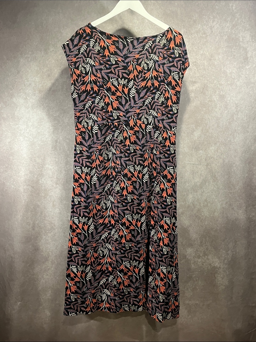 Mata Traders Black Floral Print Cap-Sleeve Dress size large